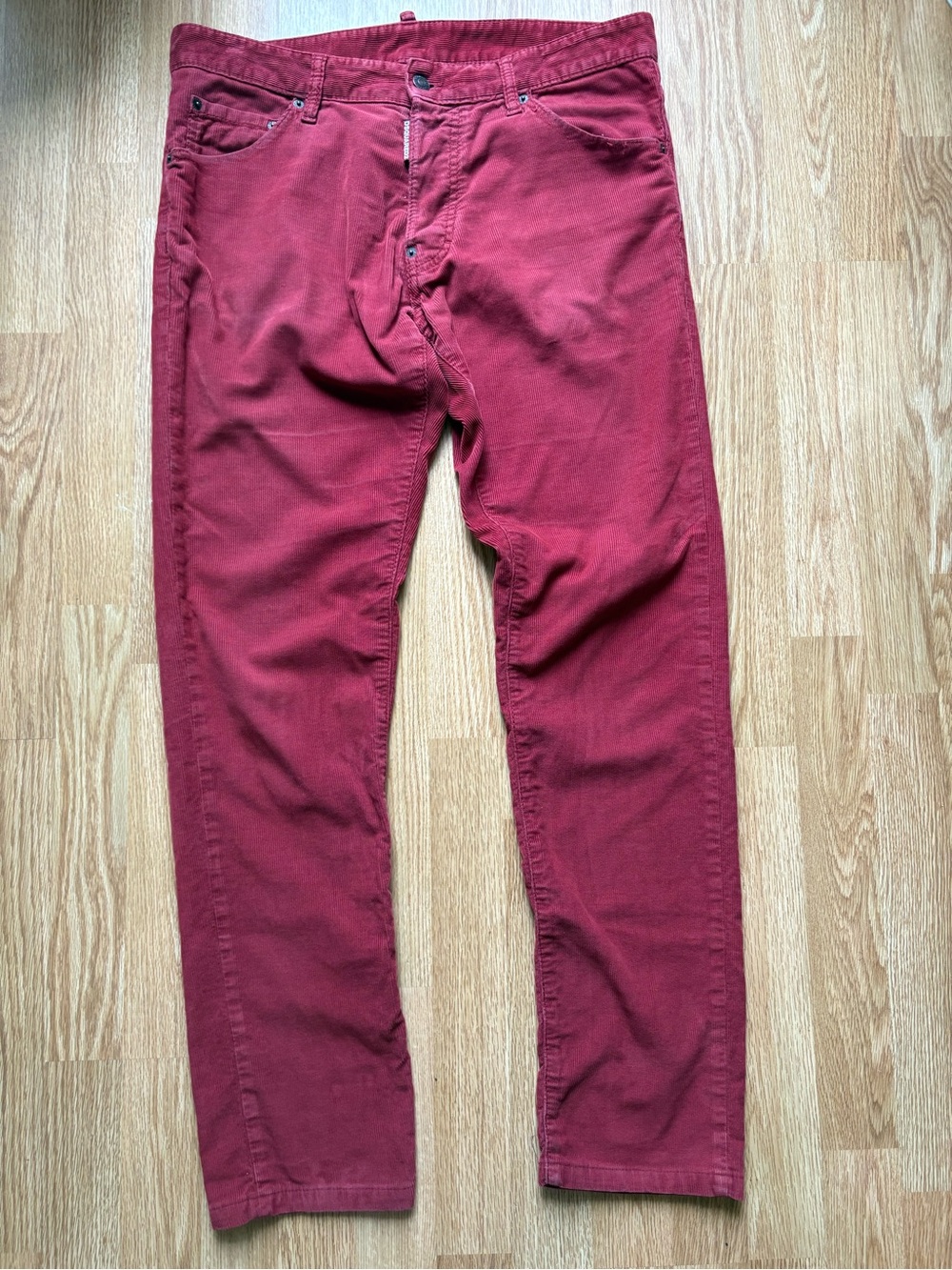 Dsquared2 red button fly corduroy pants size 50 (waist 36in) “cool guy” italy